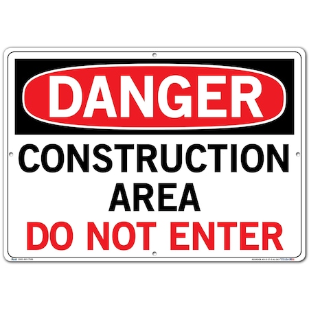 Vestil Aluminum Sign, 14-1/2" Height, 20-1/2" Width, Aluminum, Rectangle, English SI-D-37-E-AL-063